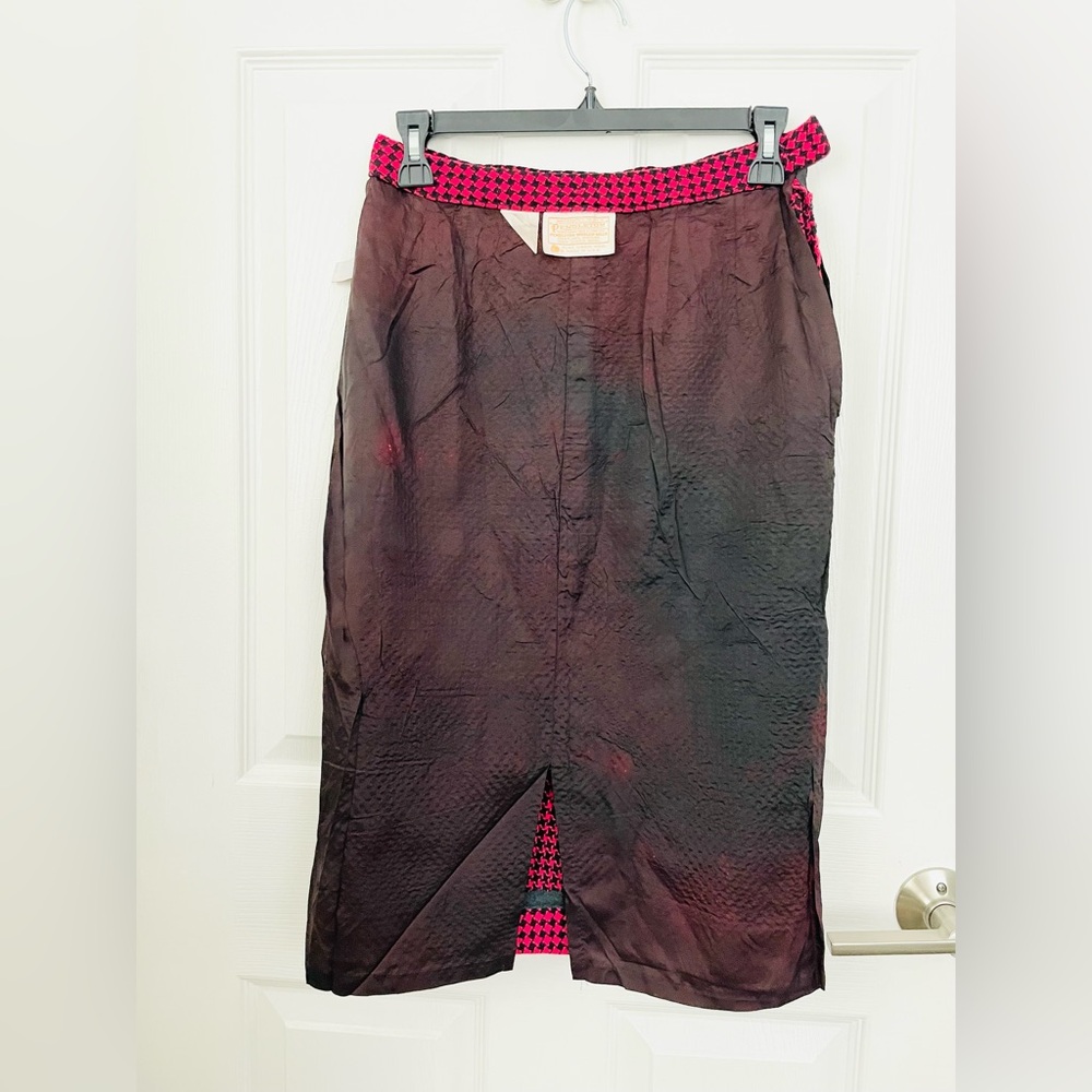 American vintage classic Pendleton blk/pink houndstooth skirt sz Small 100% wool - Picture 6 of 10